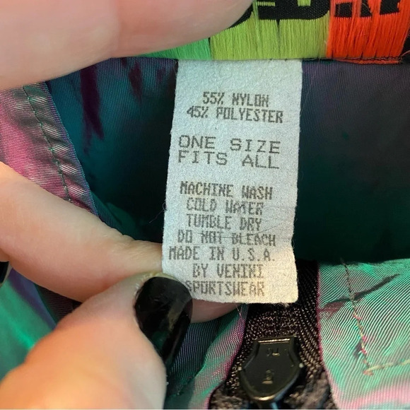 Vintage 90s Windbreaker Jacket Iridescent Unisex One Size Oversized XL Green - Picture 13 of 17